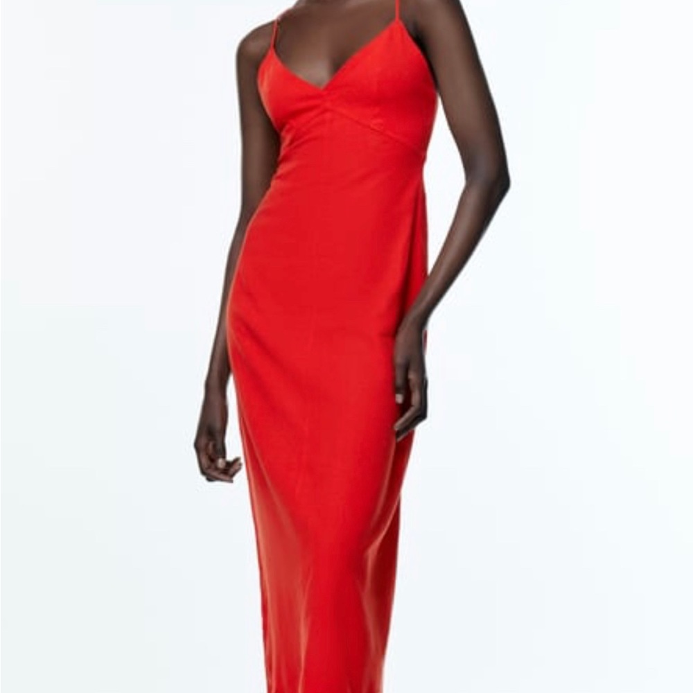 Zara Linen Red Sun Dress